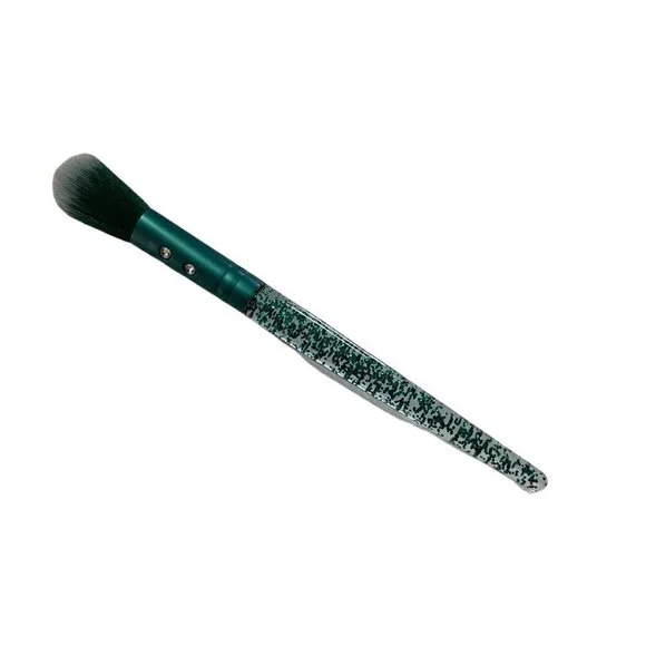 SLMissGlam New Green Teal Glitter Synthetic Pro Round Blusher Blush P40 Brush - Picture 2 of 6